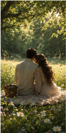 Amoro and Amoura sitting together in a meadow